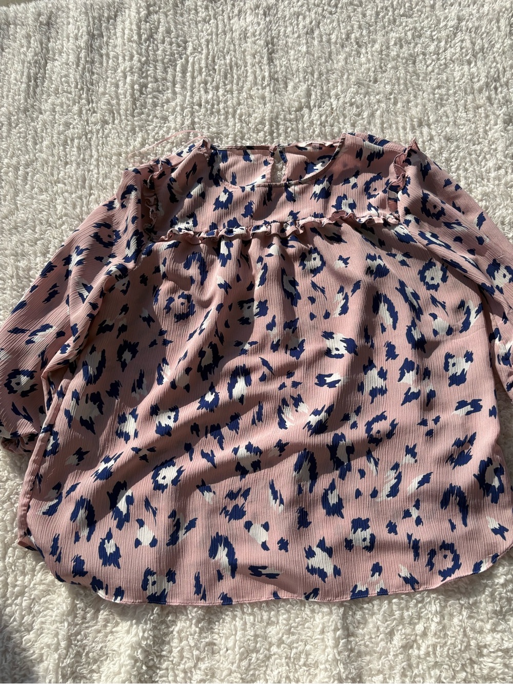 Juicy Couture Pink Leopard Print Ruffle Blouse